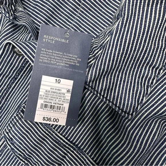 Universal Threads Navy and White Striped Short Sleeve Romper Size 10 NWT - Picture 11 of 11